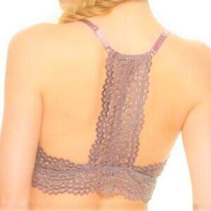 Mudd Bralette Lilac Floral Lace Racerback Lined Removable Pads Women’s Small NWT